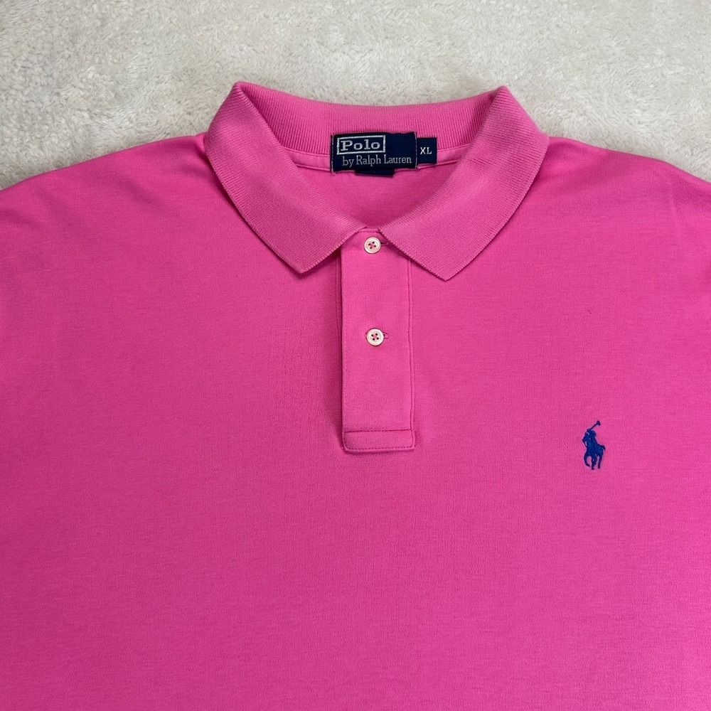 Polo Ralph Lauren Polo Shirt Mens XL Pink Classic Navy Pony Golf Performance - Picture 3 of 8